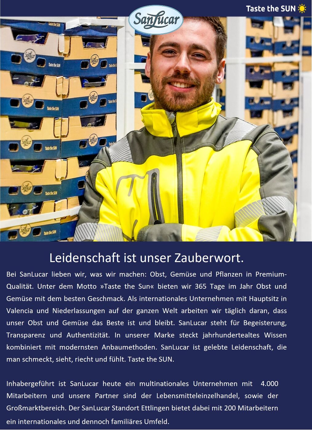 Mitarbeiter Qualitätskontrolle (m/w/d) - Job Ettlingen - Deine Chance bei SanLucar - Application form