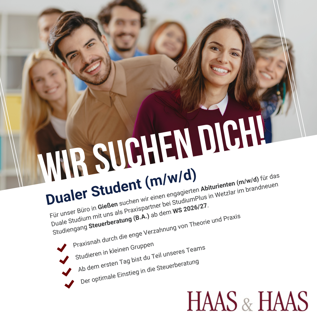 Duales Studium Steuerberatung - Job Gießen - https://www.haas-und-haas.com/karriere/#stellenangeboten