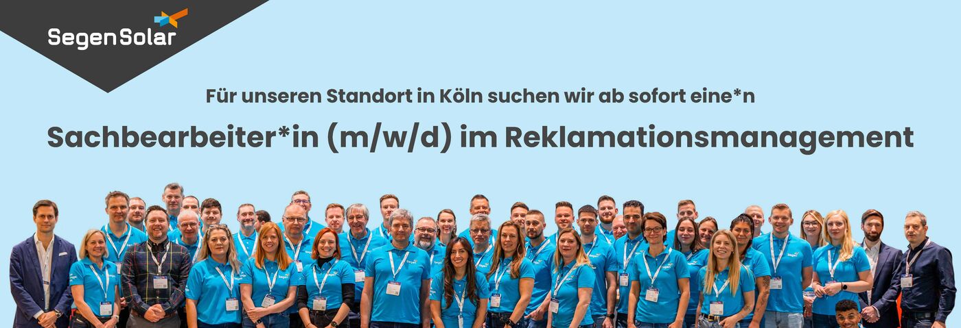 Sachbearbeiter*in (m/w/d) im Reklamationsmanagement - Job - Ihre Karriere bei SegenSolar