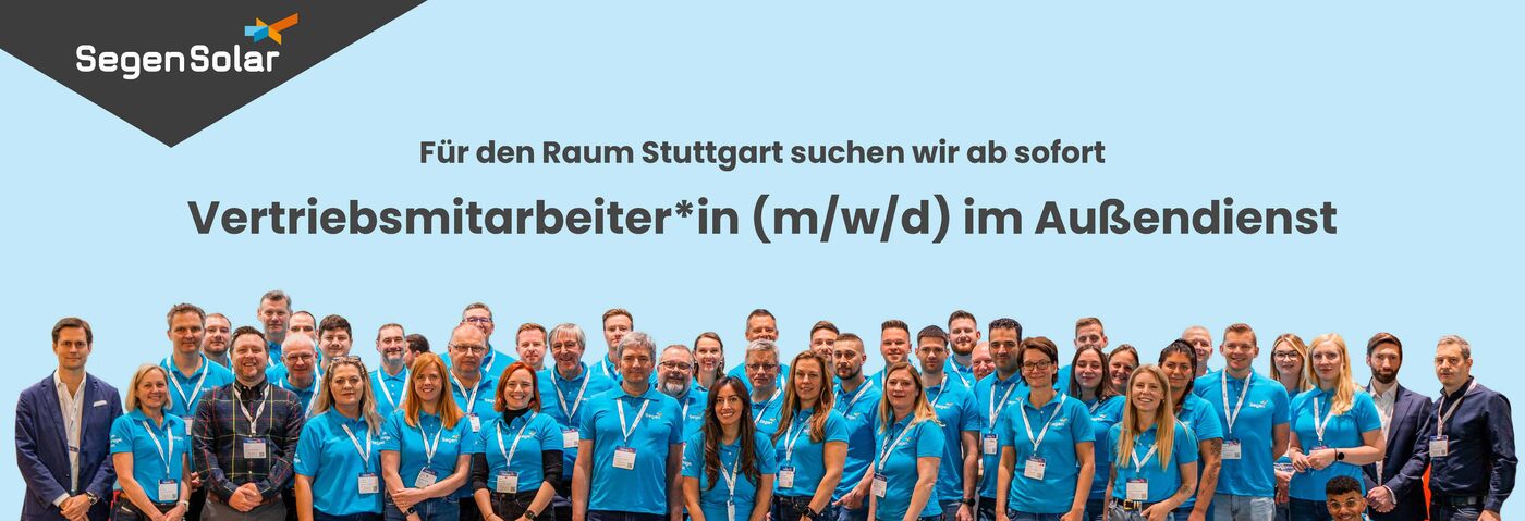 Vertriebsmitarbeiter*in (m/w/d) im Außendienst im Raum Stuttgart - Job - Ihre Karriere bei SegenSolar