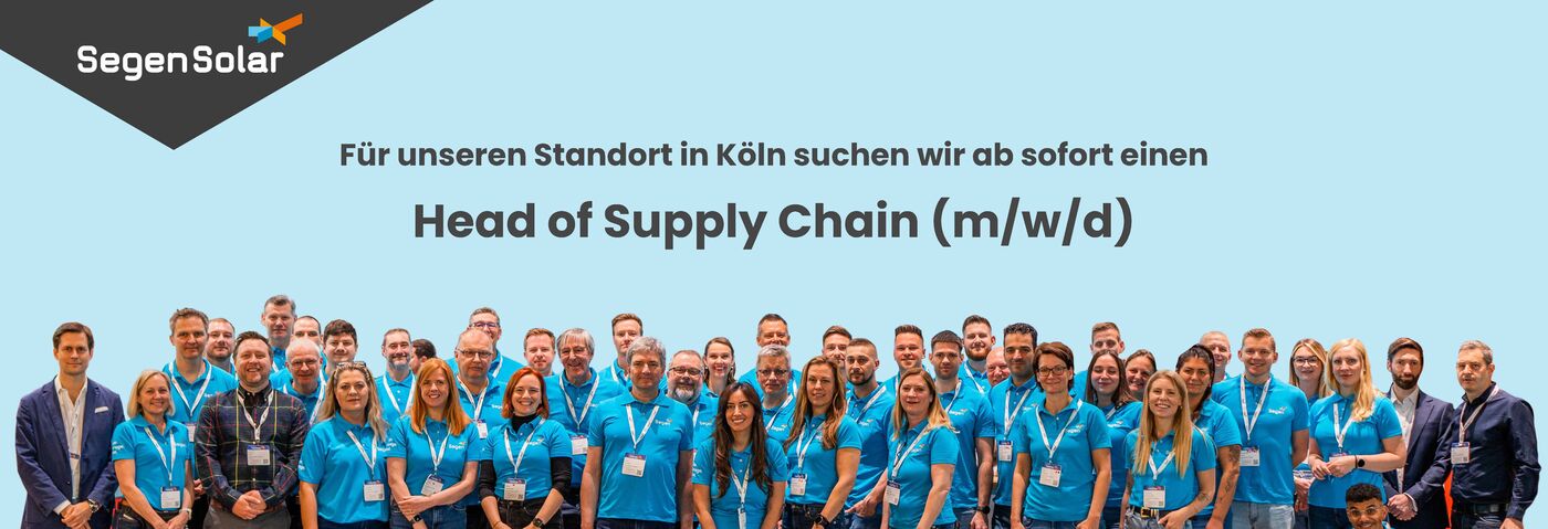 Head of Supply Chain (m/w/d) - Job Köln, Remote work - Ihre Karriere bei SegenSolar