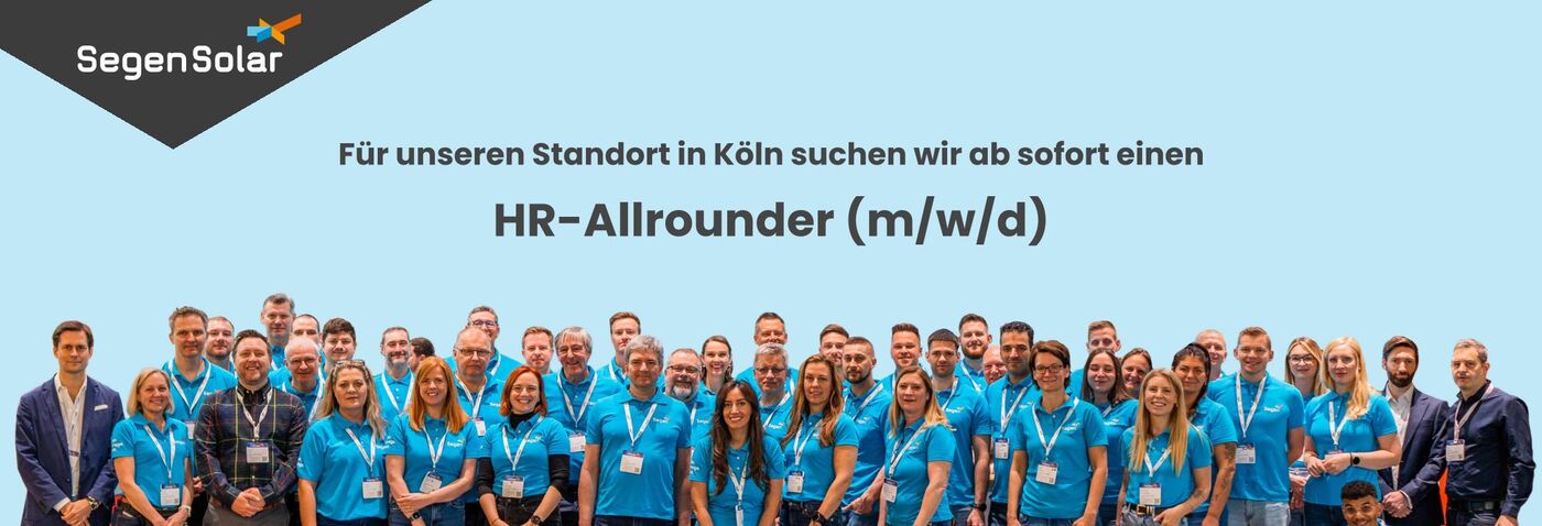 HR-Allrounder (m/w/d) - Job Köln, Mobiles Arbeiten - Ihre Karriere bei SegenSolar