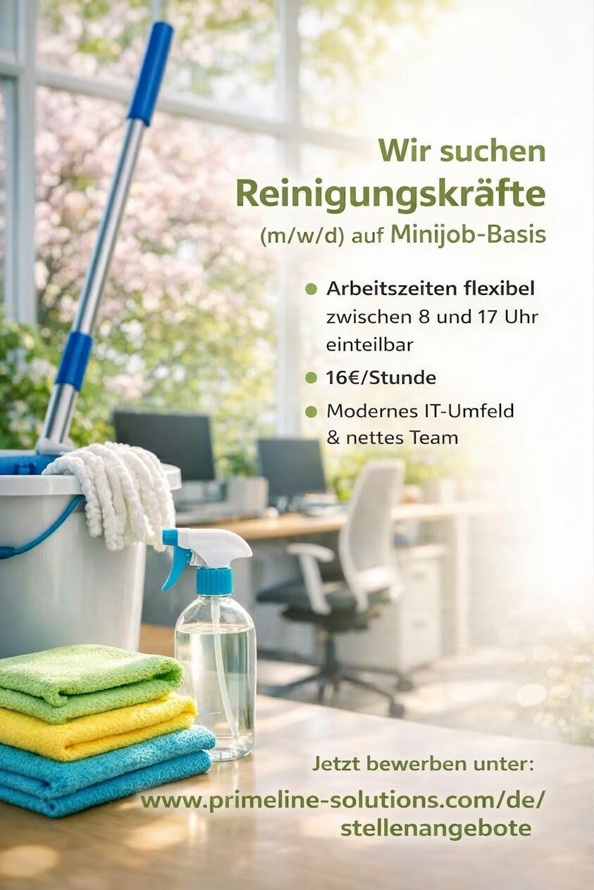 Reinigungskraft (m/w/d) auf Minijob-Basis - Job Bad Oeynhausen - primeLine GmbH - Stellenanzeigen