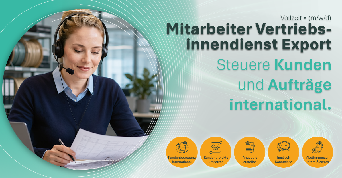 Mitarbeiter Vertriebsinnendienst Export (m/w/d) Mitarbeiter Vertriebsinnendienst Export (m/w/d) - Job MEDI Kabel GmbH, Daimlerstraße 47, 84478 Waldkraiburg, Home office - Karriere