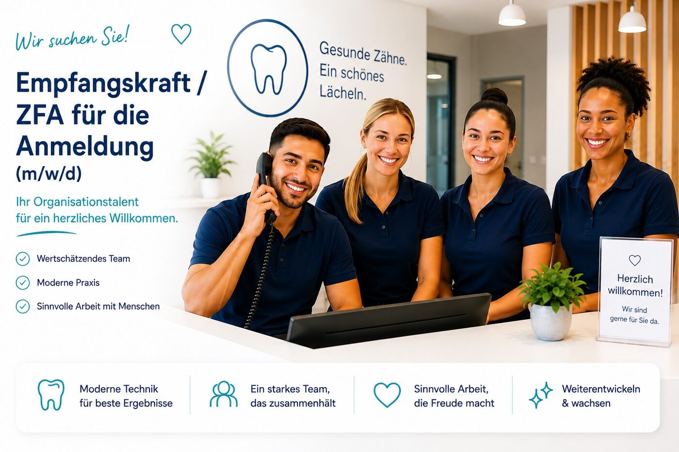Empfangskraft / ZFA für die Anmeldung (m/w/d) | Teilzeit, ca. 30 Std./Wo. | München-Stachus - Job München - Team Dental - Application form