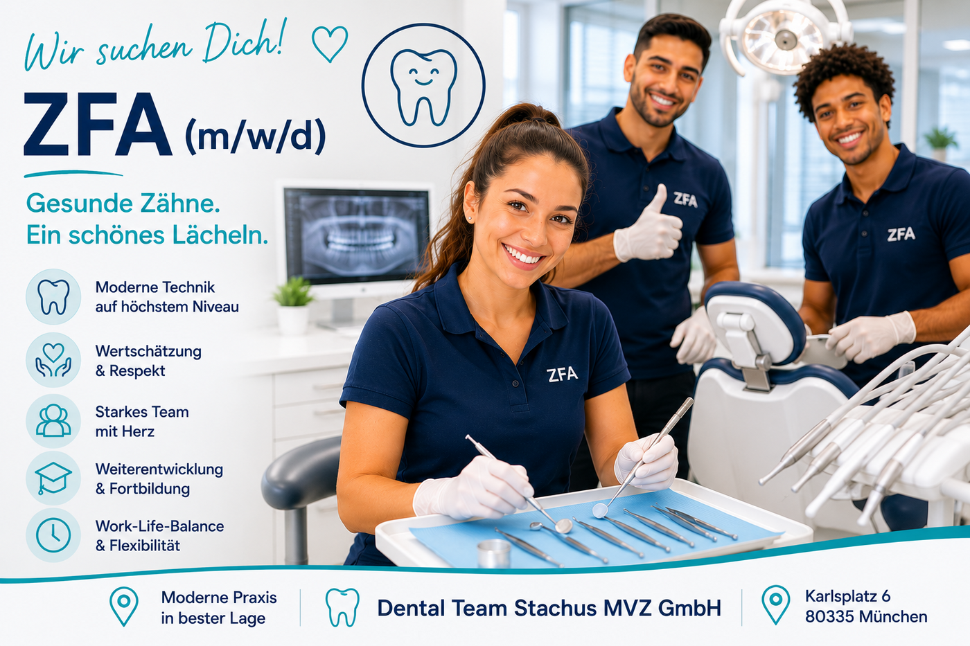 Zahnmedizinische Fachangestellte (m/w/d)  im Herzen von München (Stachus) - Job München - Team Dental