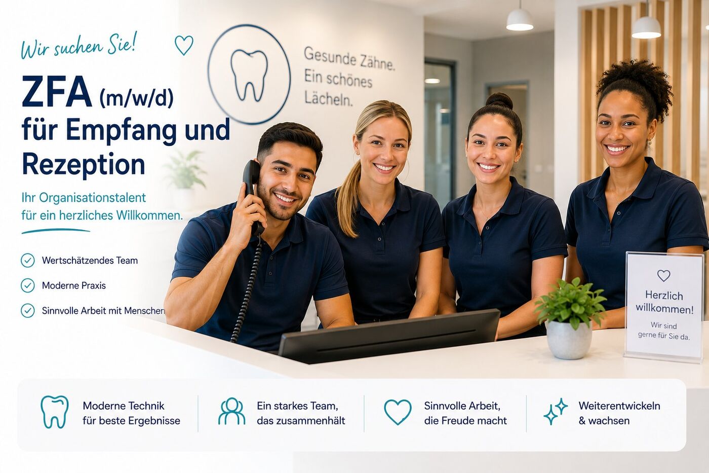 Zahnmedizinische Fachangestellte (m/w/d) mit Schwerpunkt Empfang in Hamburg-Wandsbek - Job Hamburg - Team Dental