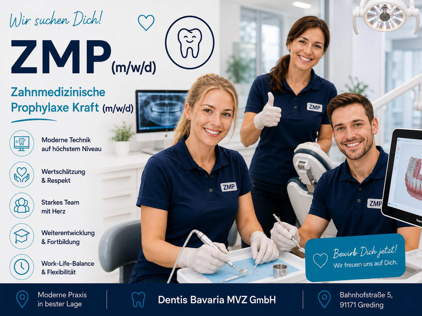 Karies hat hier schlechte Karten. Dank dir. ZMP (m/w/d) | Greding Karies hat hier schlechte Karten. Dank dir. ZMP (m/w/d) | Greding - Job - Team Dental - Application form